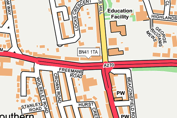 BN41 1TA map - OS OpenMap – Local (Ordnance Survey)