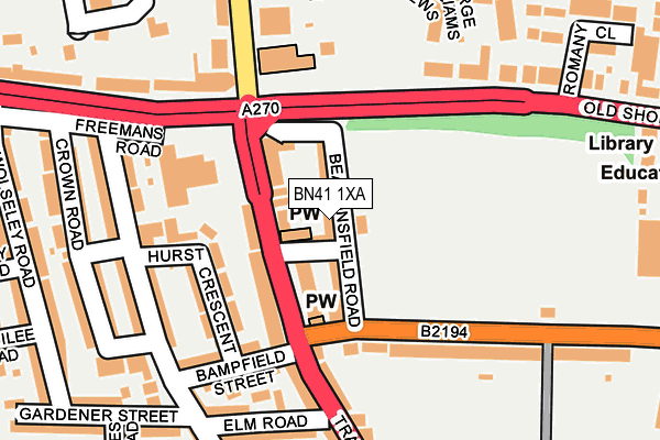 BN41 1XA map - OS OpenMap – Local (Ordnance Survey)