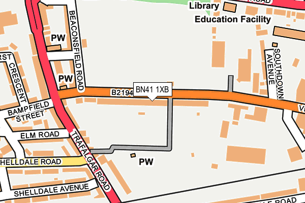 BN41 1XB map - OS OpenMap – Local (Ordnance Survey)