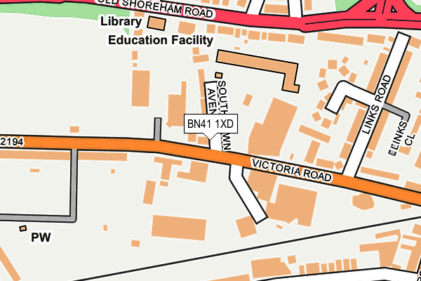 BN41 1XD map - OS OpenMap – Local (Ordnance Survey)