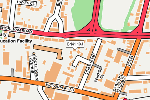 BN41 1XJ map - OS OpenMap – Local (Ordnance Survey)