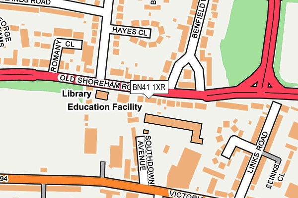 BN41 1XR map - OS OpenMap – Local (Ordnance Survey)