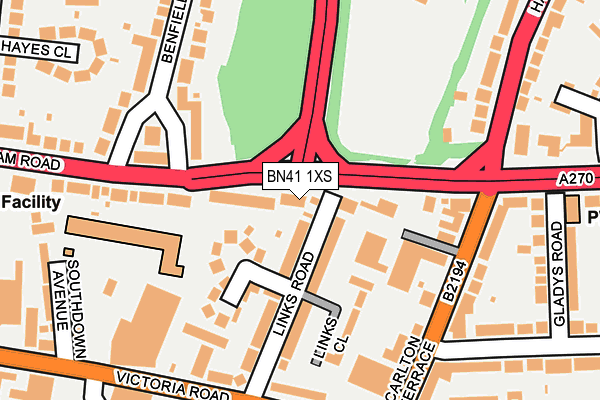 BN41 1XS map - OS OpenMap – Local (Ordnance Survey)