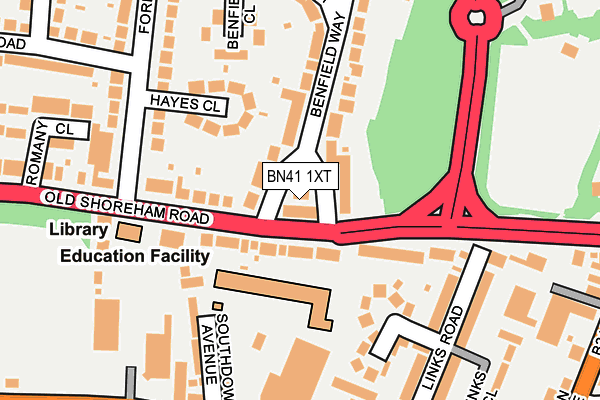 BN41 1XT map - OS OpenMap – Local (Ordnance Survey)