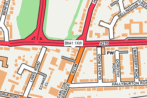 BN41 1XW map - OS OpenMap – Local (Ordnance Survey)