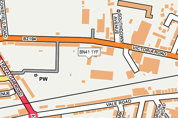 BN41 1YF map - OS OpenMap – Local (Ordnance Survey)