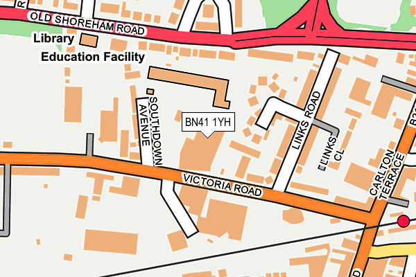 BN41 1YH map - OS OpenMap – Local (Ordnance Survey)
