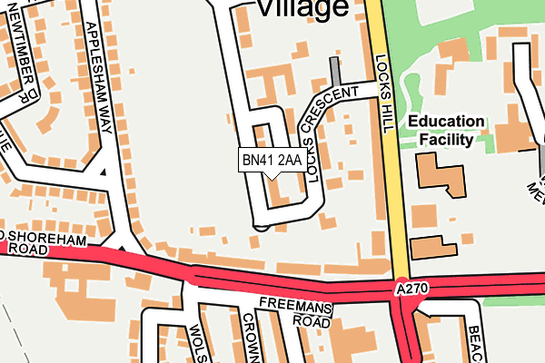 BN41 2AA map - OS OpenMap – Local (Ordnance Survey)