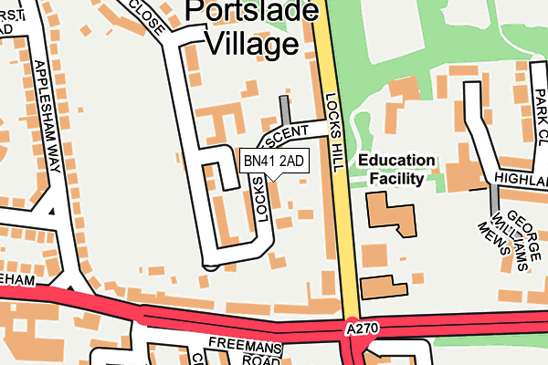 BN41 2AD map - OS OpenMap – Local (Ordnance Survey)