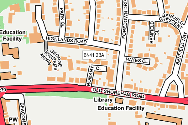BN41 2BA map - OS OpenMap – Local (Ordnance Survey)