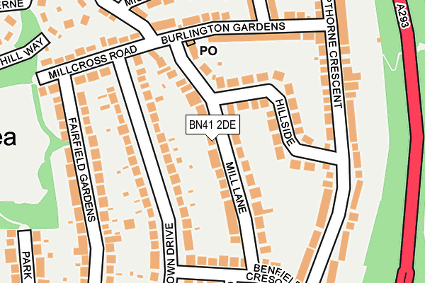 BN41 2DE map - OS OpenMap – Local (Ordnance Survey)
