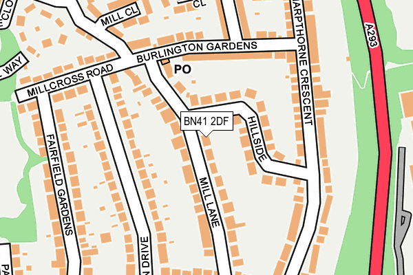 BN41 2DF map - OS OpenMap – Local (Ordnance Survey)