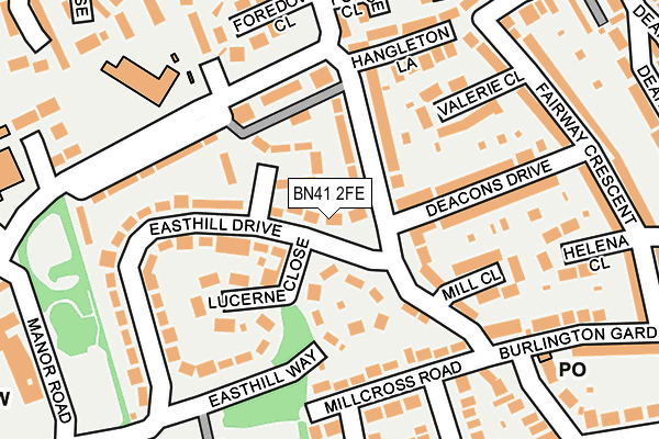 BN41 2FE map - OS OpenMap – Local (Ordnance Survey)