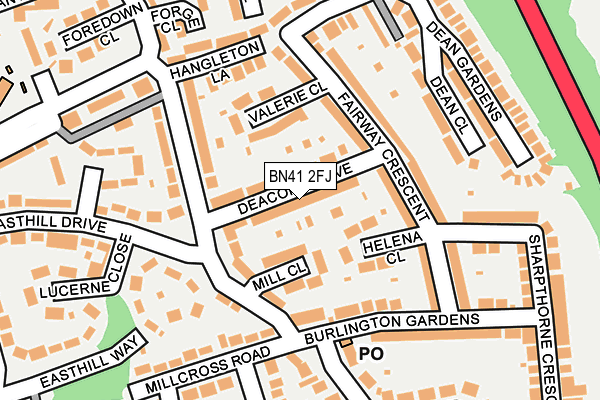 BN41 2FJ map - OS OpenMap – Local (Ordnance Survey)