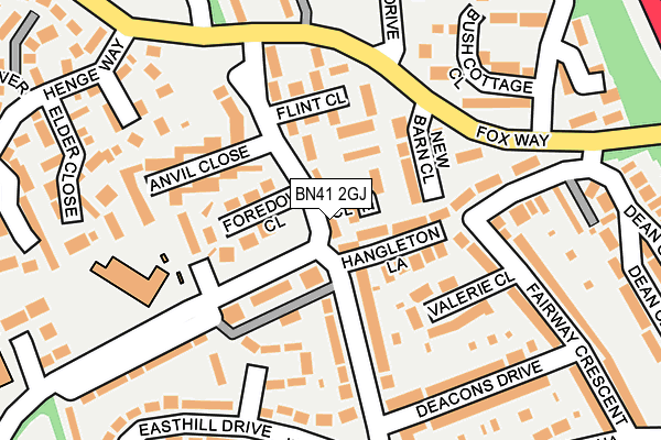 BN41 2GJ map - OS OpenMap – Local (Ordnance Survey)