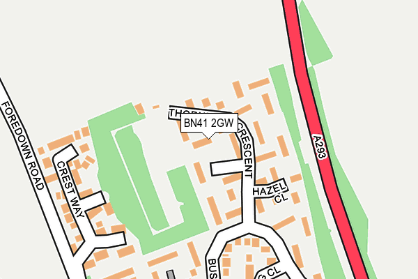 BN41 2GW map - OS OpenMap – Local (Ordnance Survey)