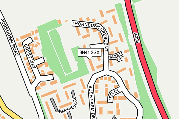 BN41 2GX map - OS OpenMap – Local (Ordnance Survey)