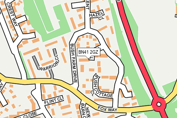 BN41 2GZ map - OS OpenMap – Local (Ordnance Survey)