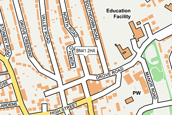 BN41 2HA map - OS OpenMap – Local (Ordnance Survey)
