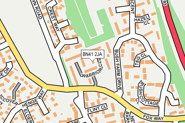 BN41 2JA map - OS OpenMap – Local (Ordnance Survey)