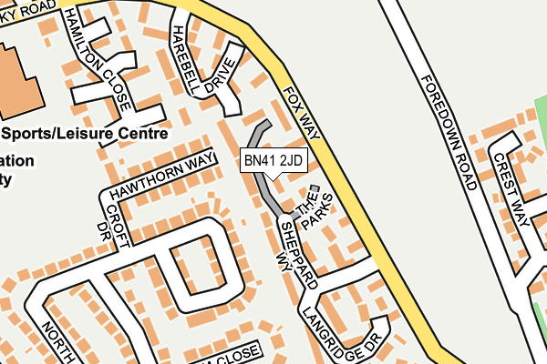 BN41 2JD map - OS OpenMap – Local (Ordnance Survey)