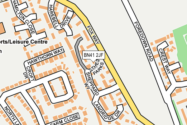 BN41 2JF map - OS OpenMap – Local (Ordnance Survey)