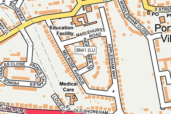 BN41 2LU map - OS OpenMap – Local (Ordnance Survey)