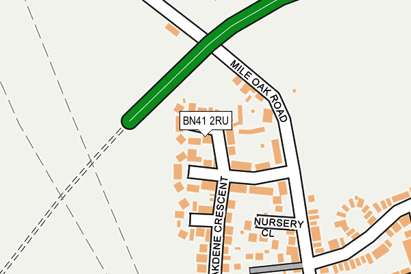 BN41 2RU map - OS OpenMap – Local (Ordnance Survey)