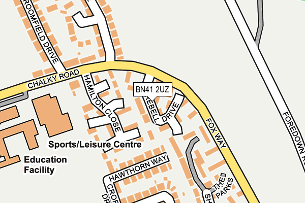 BN41 2UZ map - OS OpenMap – Local (Ordnance Survey)