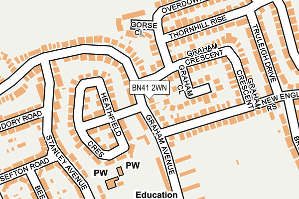 BN41 2WN map - OS OpenMap – Local (Ordnance Survey)