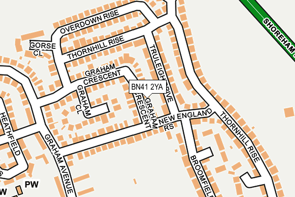 BN41 2YA map - OS OpenMap – Local (Ordnance Survey)