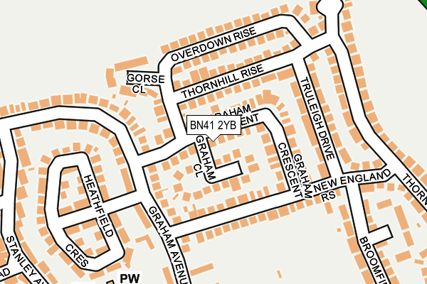 BN41 2YB map - OS OpenMap – Local (Ordnance Survey)