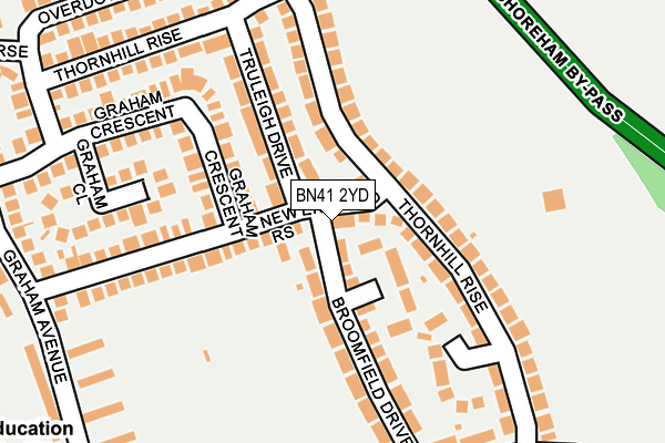BN41 2YD map - OS OpenMap – Local (Ordnance Survey)