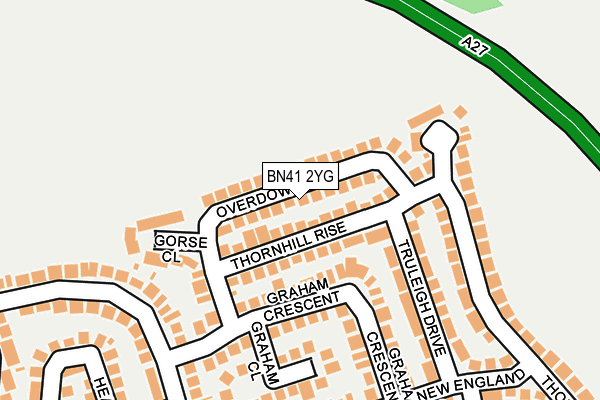 BN41 2YG map - OS OpenMap – Local (Ordnance Survey)