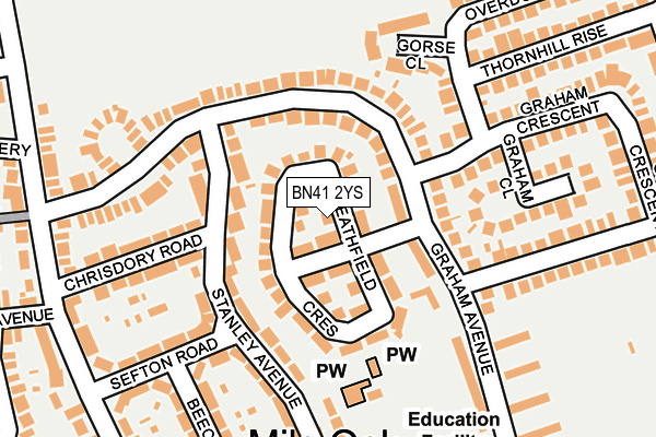 BN41 2YS map - OS OpenMap – Local (Ordnance Survey)