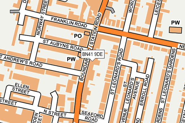 BN41 9DE map - OS OpenMap – Local (Ordnance Survey)