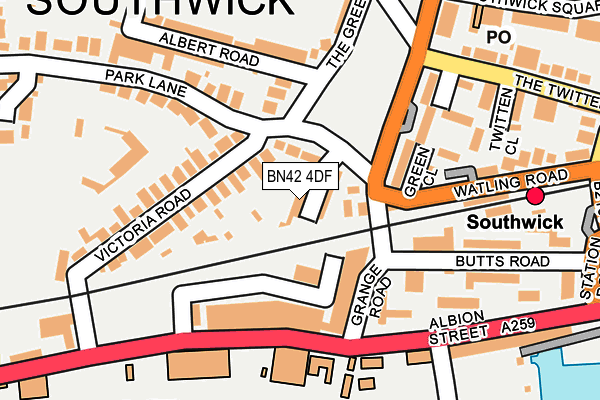 BN42 4DF map - OS OpenMap – Local (Ordnance Survey)