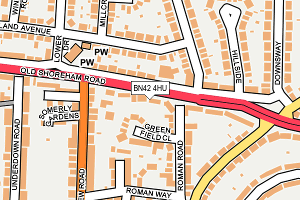 BN42 4HU map - OS OpenMap – Local (Ordnance Survey)