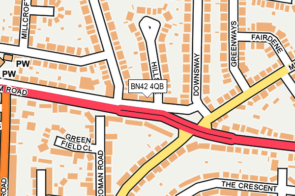 BN42 4QB map - OS OpenMap – Local (Ordnance Survey)