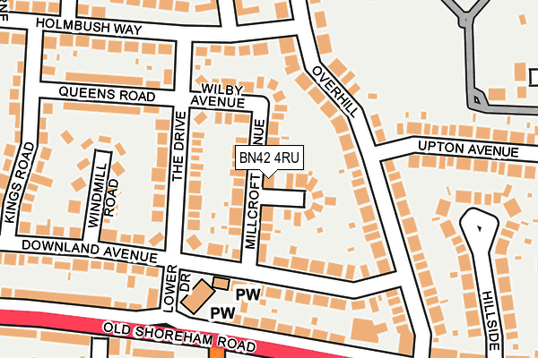 BN42 4RU map - OS OpenMap – Local (Ordnance Survey)