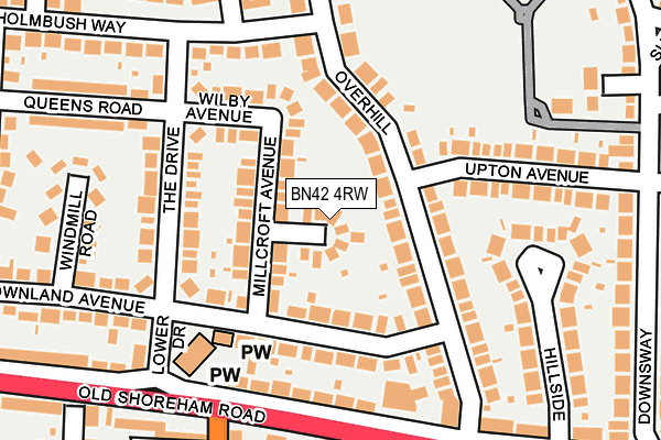 BN42 4RW map - OS OpenMap – Local (Ordnance Survey)