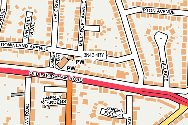 BN42 4RY map - OS OpenMap – Local (Ordnance Survey)