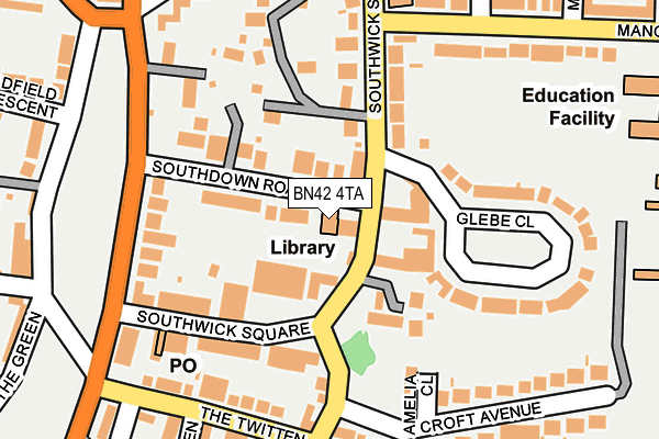 BN42 4TA map - OS OpenMap – Local (Ordnance Survey)