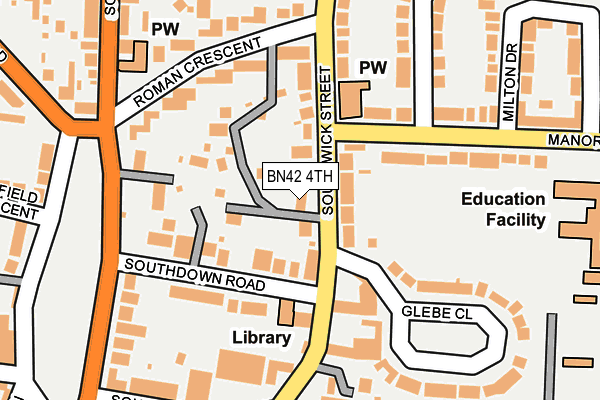 BN42 4TH map - OS OpenMap – Local (Ordnance Survey)