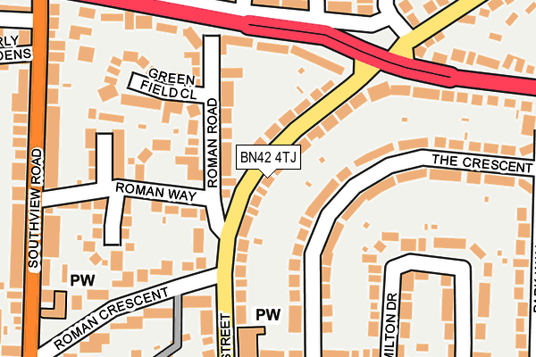 BN42 4TJ map - OS OpenMap – Local (Ordnance Survey)