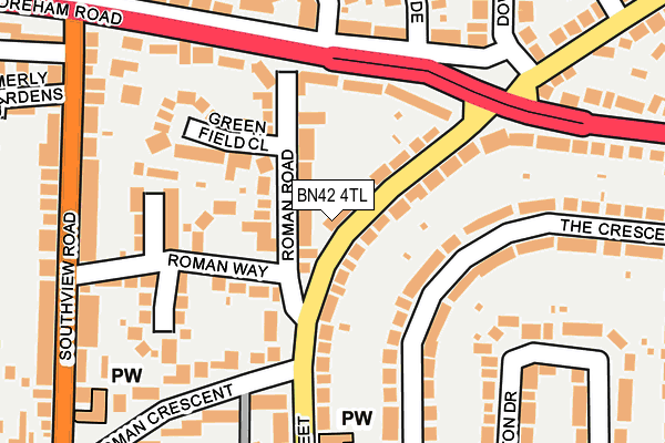 BN42 4TL map - OS OpenMap – Local (Ordnance Survey)