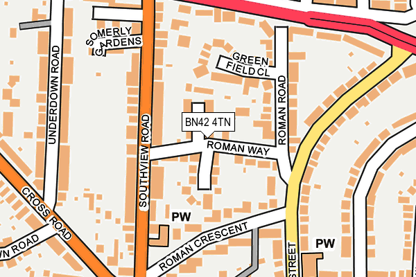 BN42 4TN map - OS OpenMap – Local (Ordnance Survey)