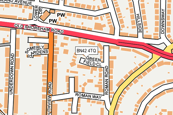 BN42 4TQ map - OS OpenMap – Local (Ordnance Survey)