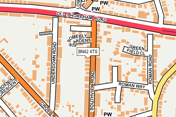 BN42 4TS map - OS OpenMap – Local (Ordnance Survey)