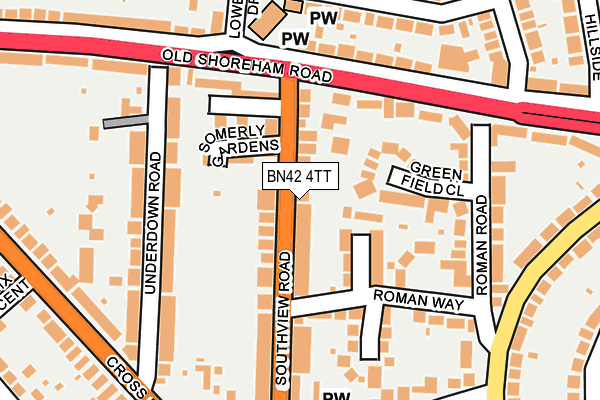 BN42 4TT map - OS OpenMap – Local (Ordnance Survey)